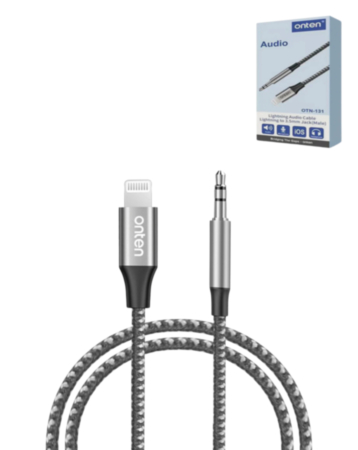 Onten USB-L to Aux Cable (GRAY) (6ft) (Only Ground Shipping)