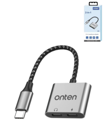 Onten 2in1 USB C to AUX + Charging Converter (with Chip) (Only Ground Shipping)
