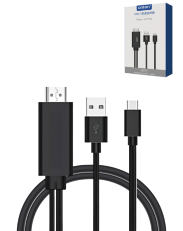 Onten Display Cable for USB-C to HDMI with USB Charge (2K@30hz) (6ft) (Only Ground Shipping)