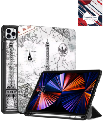 Old Style Notebook Design Case - Eiffel Tower for iPad Air 13 2024 / Pro 12.9 (3rd / 4th / 5th / 6th) (Only Ground Shipping)