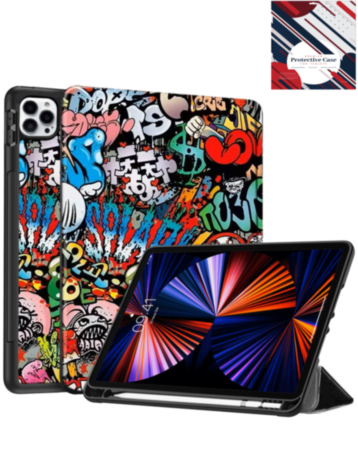 Old Style Notebook Design Case - Graffiti for iPad Air 13 2024 / Pro 12.9 (3rd / 4th / 5th / 6th) (Only Ground Shipping)