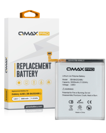 QMAX Pro Replacement Battery for Galaxy A10E (A102) / A20E (A202) (3000 mAh) (EB-BA202ABU) (Only Ground Shipping)