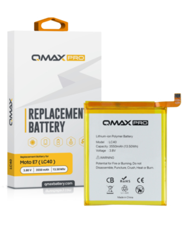 QMAX Pro Replacement Battery for Motorola E7 (XT2095) / E 2020 (XT2052) (3550 mAh) (LC40) (Only Ground Shipping)