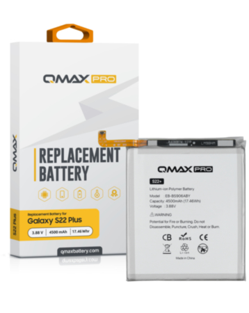 QMAX Pro Replacement Battery for Galaxy S22 Plus (S906) (4500 mAh) (EB-BS906ABY) (Only Ground Shipping)