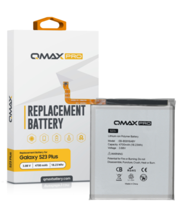 QMAX Pro Replacement Battery for Galaxy S23 Plus (S916) (4700 mAh) (EB-BS916ABY) (Only Ground Shipping)