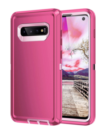 Heavy Duty Case for Galaxy S10E (HOT PINK & WHITE) (Only Ground Shipping)