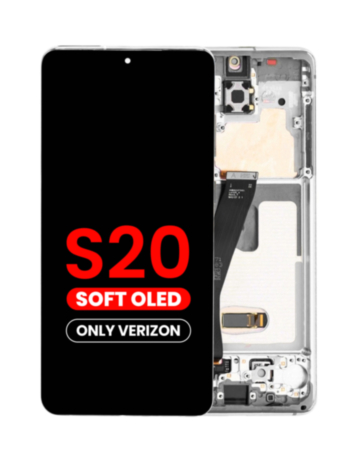 OLED Assembly with Frame for Galaxy S20 (G980 / G981) (Verizon UW) (Cloud White) (Aftermarket Plus Soft)