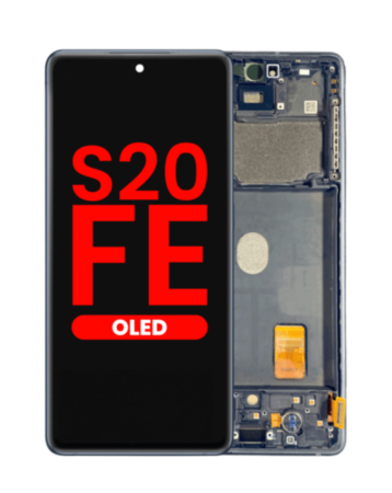 OLED Assembly with Frame for Galaxy S20 FE (G780) (Cloud Navy) (Aftermarket Plus Soft)