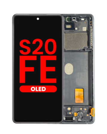 OLED Assembly with Frame for Galaxy S20 FE (G780) (Cloud White) (Aftermarket Plus Soft)