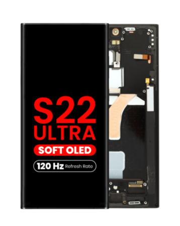 OLED Assembly with Frame for Galaxy S22 Ultra (S908) (Phantom Black) (Aftermarket Plus Soft / 120Hz)