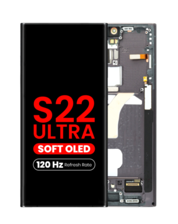 OLED Assembly with Frame for Galaxy S22 Ultra (S908) (Graphite) (Aftermarket Plus Soft / 120Hz)