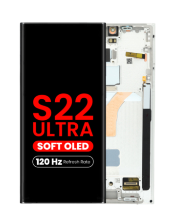 OLED Assembly with Frame for Galaxy S22 Ultra (S908) (Phantom White) (Aftermarket Plus Soft / 120Hz)