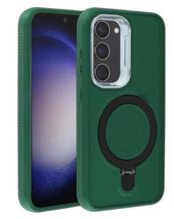 Support Heavy Duty Case with Wireless Charging Kickstand - DARK GREEN for Galaxy S23 (Only Ground Shipping)