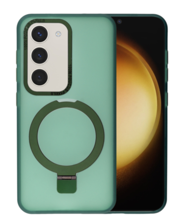 Carbon Wireless Charging Case with Ring Stand - GREEN for Galaxy S23 (Only Ground Shipping)