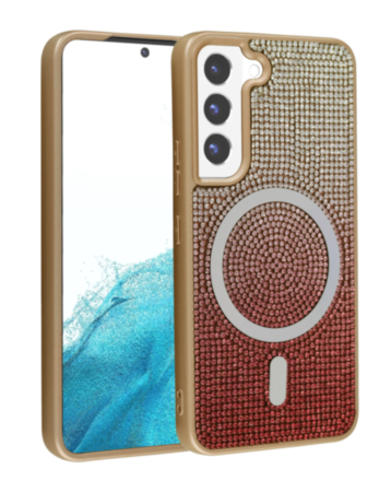 Wireless Charging Bling Diamond Crystal Case - GOLD for Galaxy S23 (Only Ground Shipping)