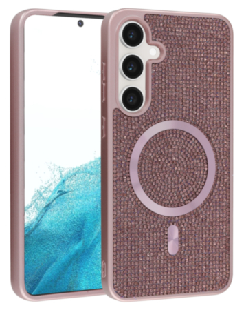 Wireless Charging Bling Diamond Crystal Case - ROSE GOLD for Galaxy S23FE (Only Ground Shipping)