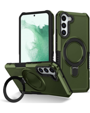Hard PC Shockproof Case w /Ring Holder - GREEN for Galaxy S23 Plus (Only Ground Shipping)