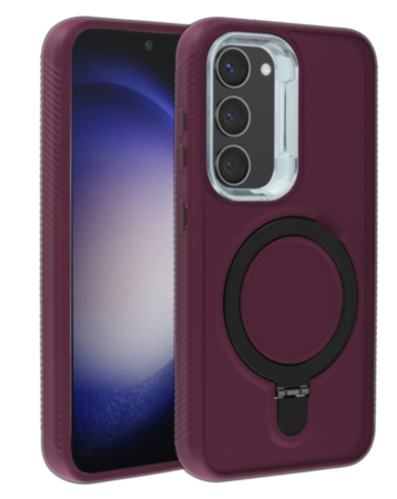 Support Heavy Duty Case with Wireless Charging Kickstand - MAROON for Galaxy S23 Plus (Only Ground Shipping)