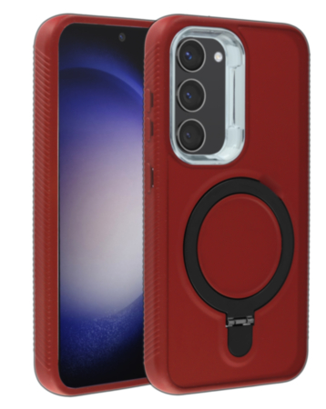 Support Heavy Duty Case with Wireless Charging Kickstand - RED for Galaxy S23 Plus (Only Ground Shipping)