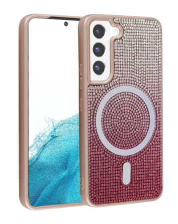 Wireless Charging Bling Diamond Crystal Case - ROSE GOLD for Galaxy S23 Plus (Only Ground Shipping)