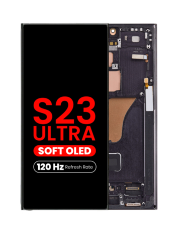 OLED Assembly with Frame for Galaxy S23 Ultra (S918) (Phantom Black) (Aftermarket Pro Soft / 120Hz)