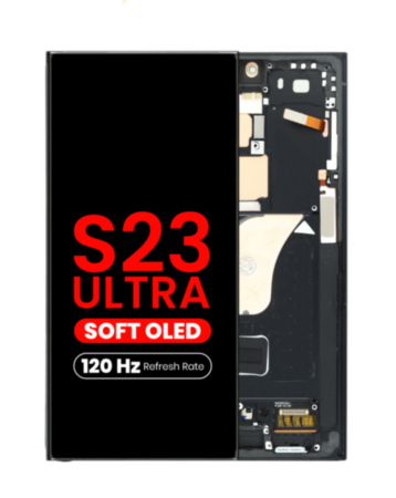 OLED Assembly with Frame for Galaxy S23 Ultra (S918) (Phantom Black) (Aftermarket Plus Soft / 120Hz)