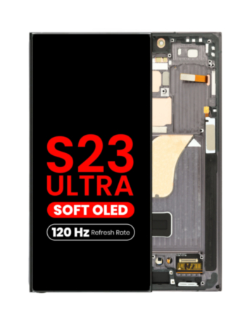 OLED Assembly with Frame for Galaxy S23 Ultra (S918) (Graphite) (Aftermarket Plus Soft / 120Hz)