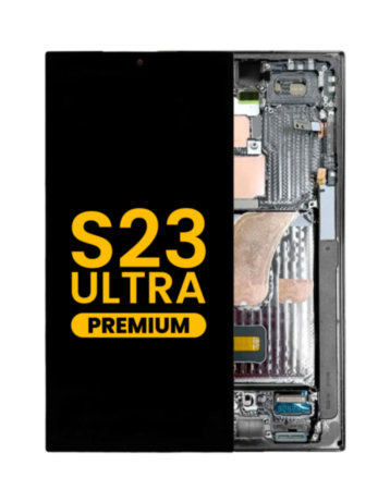 Purchase the OLED assembly with frame for Galaxy S23 Ultra S918 in phantom black. Premium quality.