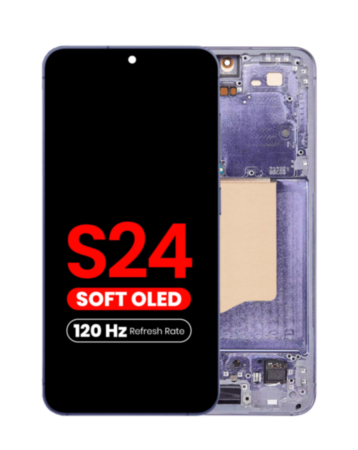 OLED Assembly with Frame for Galaxy S24 (S921) (Cobalt Violet) (Aftermarket Plus Soft / 120Hz)
