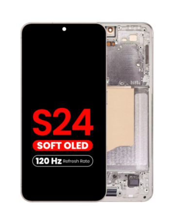 OLED Assembly with Frame for Galaxy S24 (S921) (Amber Yellow) (Aftermarket Plus Soft / 120Hz)
