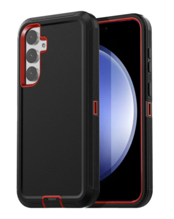 Heavy Duty Case for Galaxy S24 FE (BLACK & RED) (Only Ground Shipping)