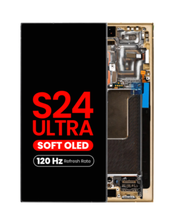 OLED Assembly with Frame for Galaxy S24 Ultra (S928) (Titanium Yellow) (Aftermarket Pro Soft / 120Hz)