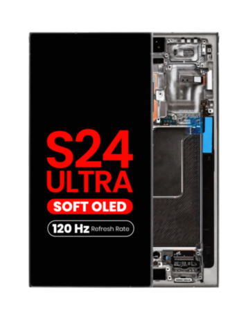 OLED Assembly with Frame for Galaxy S24 Ultra (S928) (Titanium Black) (Aftermarket Plus Soft / 120Hz)