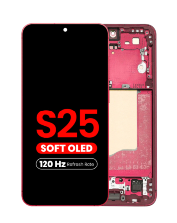 OLED Assembly with Frame for Galaxy S25 (S931) (Coral Red) (Aftermarket Plus Soft / 120Hz)