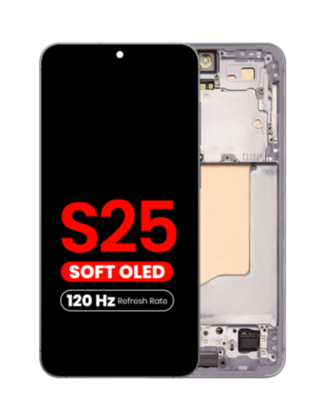 OLED Assembly with Frame for Galaxy S25 (S931) (Silver Shadow) (Aftermarket Plus Soft / 120Hz)