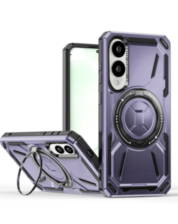 Full-Body Rugged Shockproof Case with Built-in Ring Holder - PURPLE for Galaxy S25E (Only Ground Shipping)