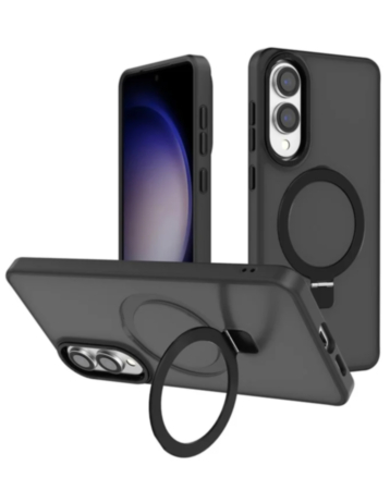 Carbon Wireless Charging Case with Ring Stand - BLACK for Galaxy S25E (Only Ground Shipping)