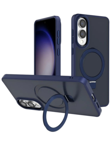 Carbon Wireless Charging Case with Ring Stand - DARK BLUE for Galaxy S25E (Only Ground Shipping)