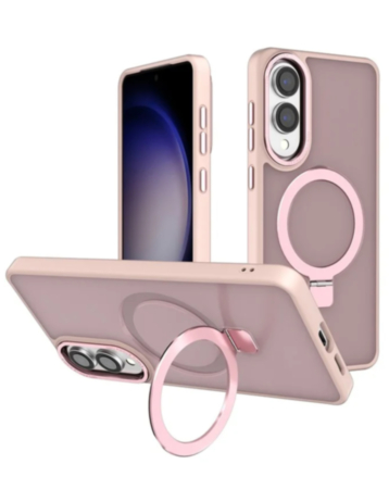 Carbon Wireless Charging Case with Ring Stand - PINK for Galaxy S25E (Only Ground Shipping)