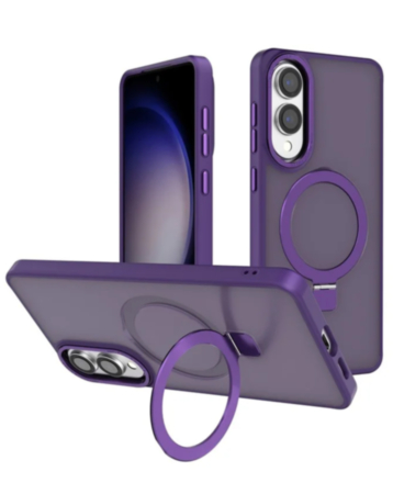 Carbon Wireless Charging Case with Ring Stand - PURPLE for Galaxy S25E (Only Ground Shipping)