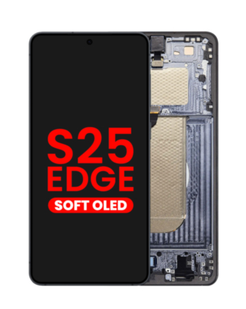 OLED Assembly with Frame for Galaxy S25 Edge (S937) (Titanium Jet Black) (Aftermarket Plus Soft)