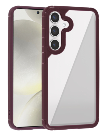 Luxury Shockproof Clear Case - DARK RED for Galaxy S25 Plus (Only Ground Shipping)