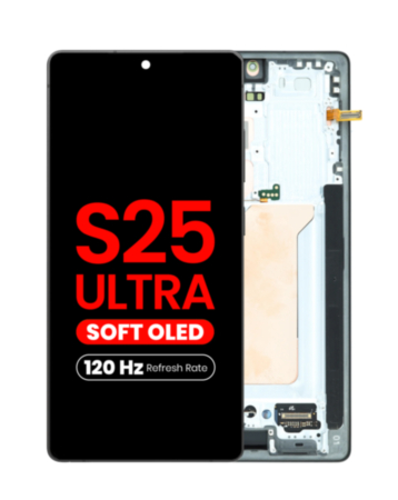 OLED Assembly with Frame for Galaxy S25 Ultra (S938) (Titanium Black) (Aftermarket Plus Soft / 120Hz)