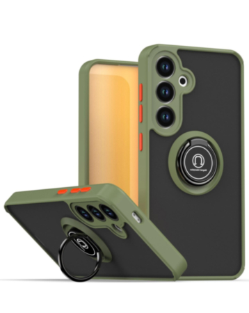 Hard PC Rear Colorful Border Case with Ring Holder (NAVY GREEN) for Galaxy S26 (Only Ground Shipping)