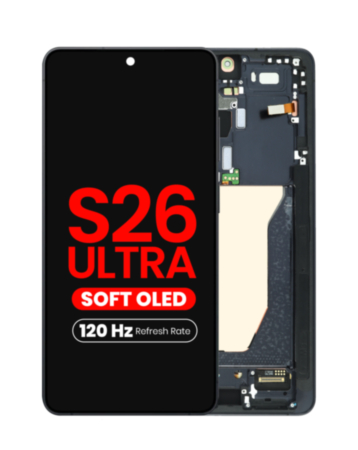 OLED Assembly with Frame for Galaxy S26 Ultra (S948) (Black) (Aftermarket Plus Soft / 120Hz)