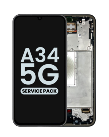 OLED Assembly with Frame for Galaxy A34 5G (A346 / 2023) (AWESOME GRAPHITE) (Service Pack)