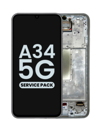 Stock up on the OLED Assembly with Frame for Galaxy A34 5G A346 2023 in Awesome Silver, Service Pack.