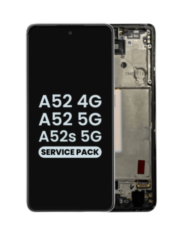 OLED Assembly with Frame for Galaxy A52 4G (A525 / 2021) / A52 5G (A526 / 2021) / A52s 5G (A528 / 2021) (AWESOME BLACK) (Service Pack)