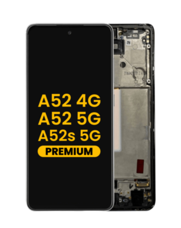 OLED Assembly with Frame (AWESOME BLACK) (Premium) for Galaxy A52 4G (A525 / 2021) / A52 5G (A526 / 2021) / A52s 5G (A528 / 2021)