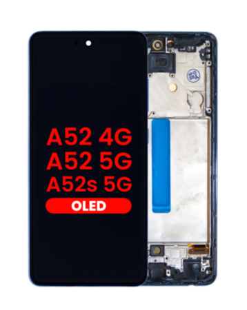 OLED Assembly with Frame (AWESOME BLUE) (Aftermarket OLED) for Galaxy A52 4G (A525 / 2021) / A52 5G (A526 / 2021) / A52S 5G (A528 / 2021)